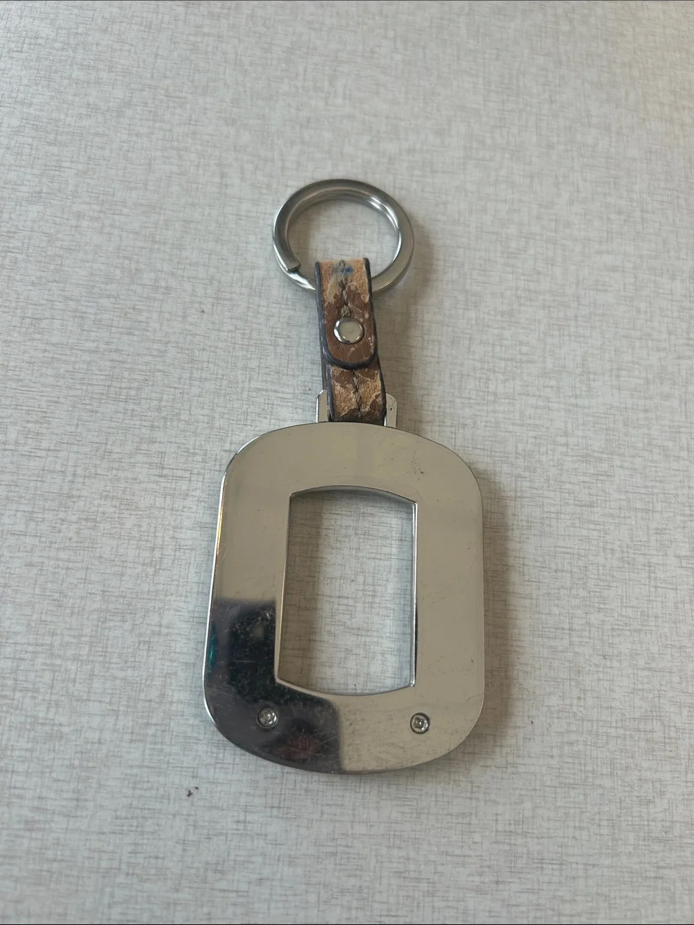 Tignanello Blue Leather and Brown Strap Metal Key Fob